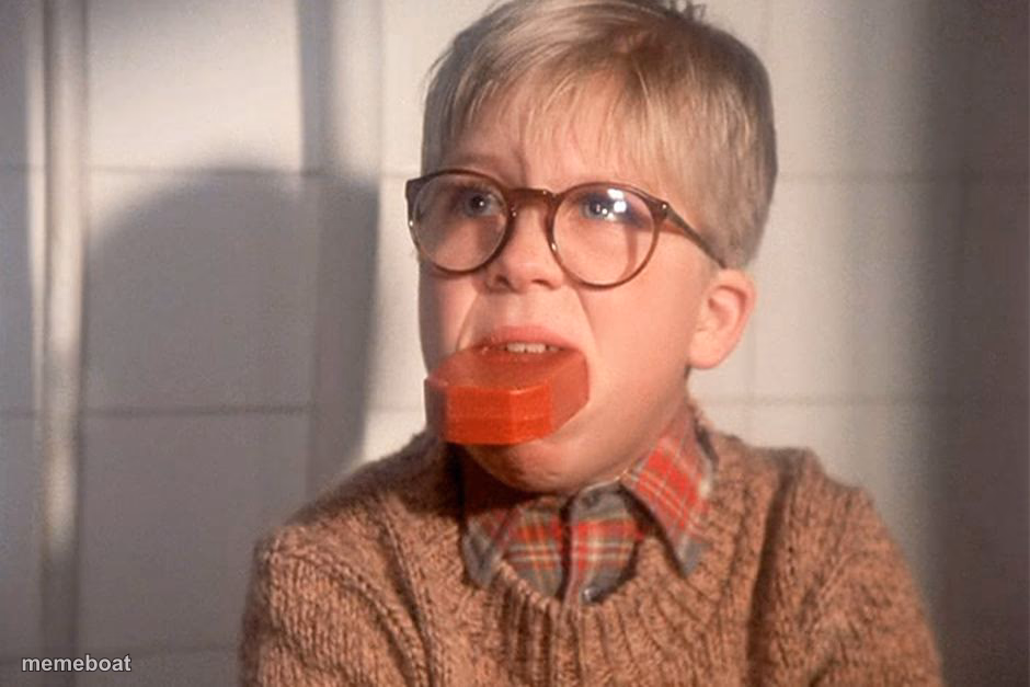 christmas story ralphie bar soap in mouth - meme generator image preview
