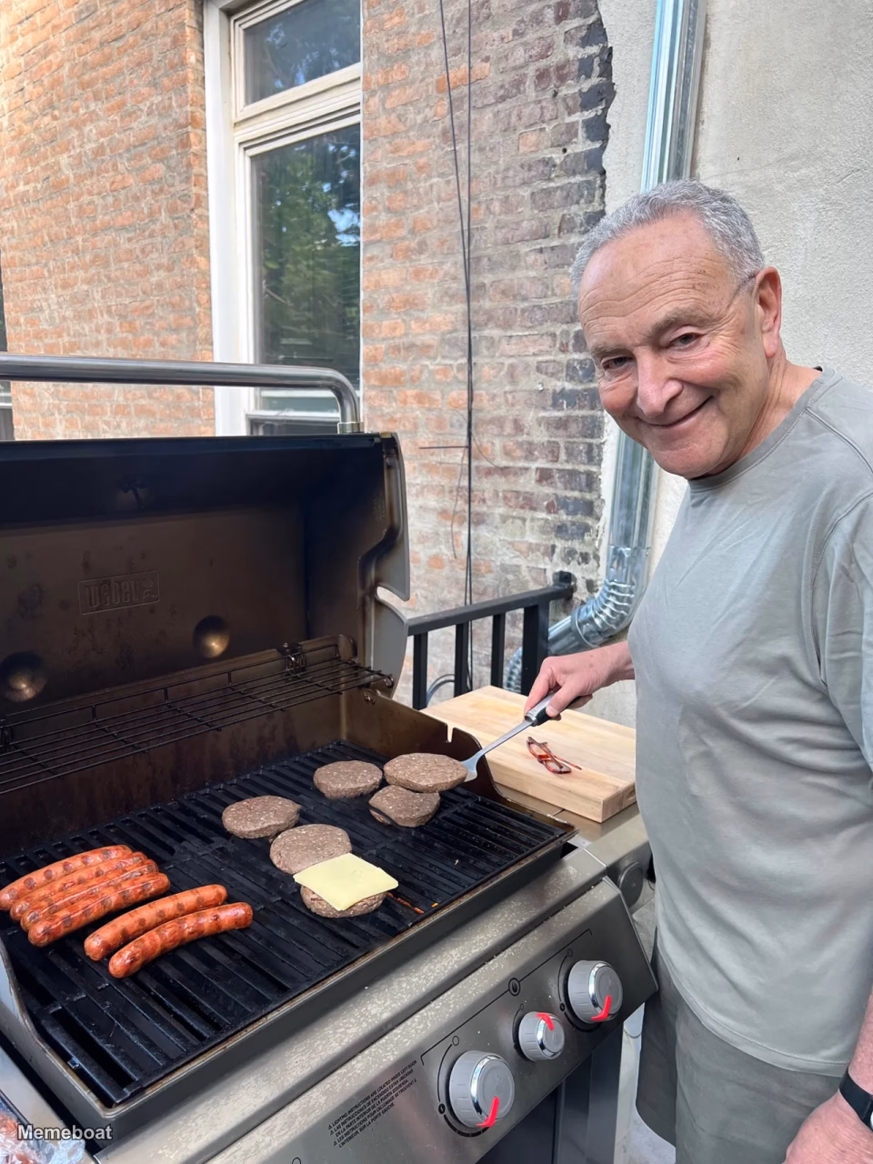 Chuck Schumer Grilling - meme generator image preview