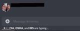 CIA, OSHA, and IRS are typing...