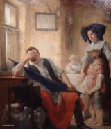 classic art man crying face palm
