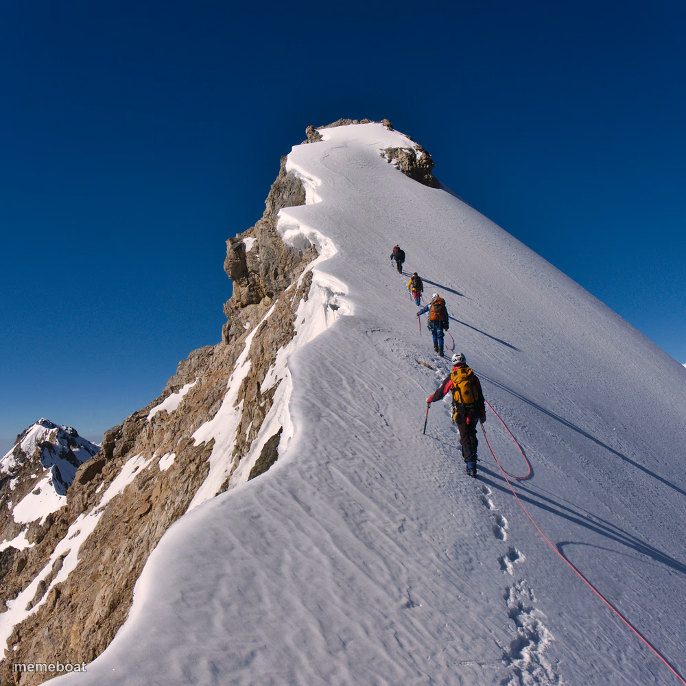 Climb Snowy Mountain Peak - meme generator image preview