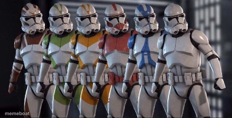Clone trooper stand next to each other - meme generator image preview