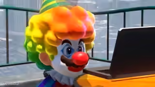 Clown Mario at Laptop