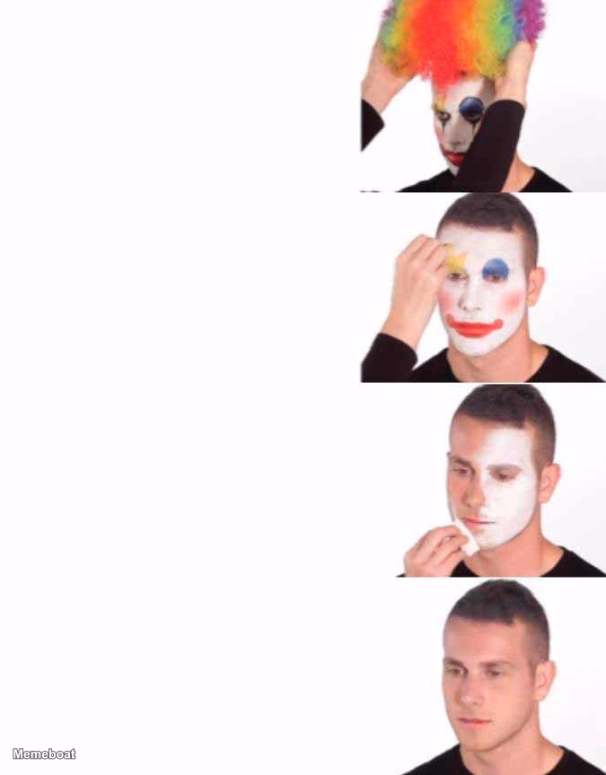 Clown Removing Makeup - meme generator image preview