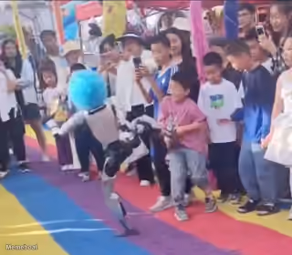 Clown Robot Kicks Child