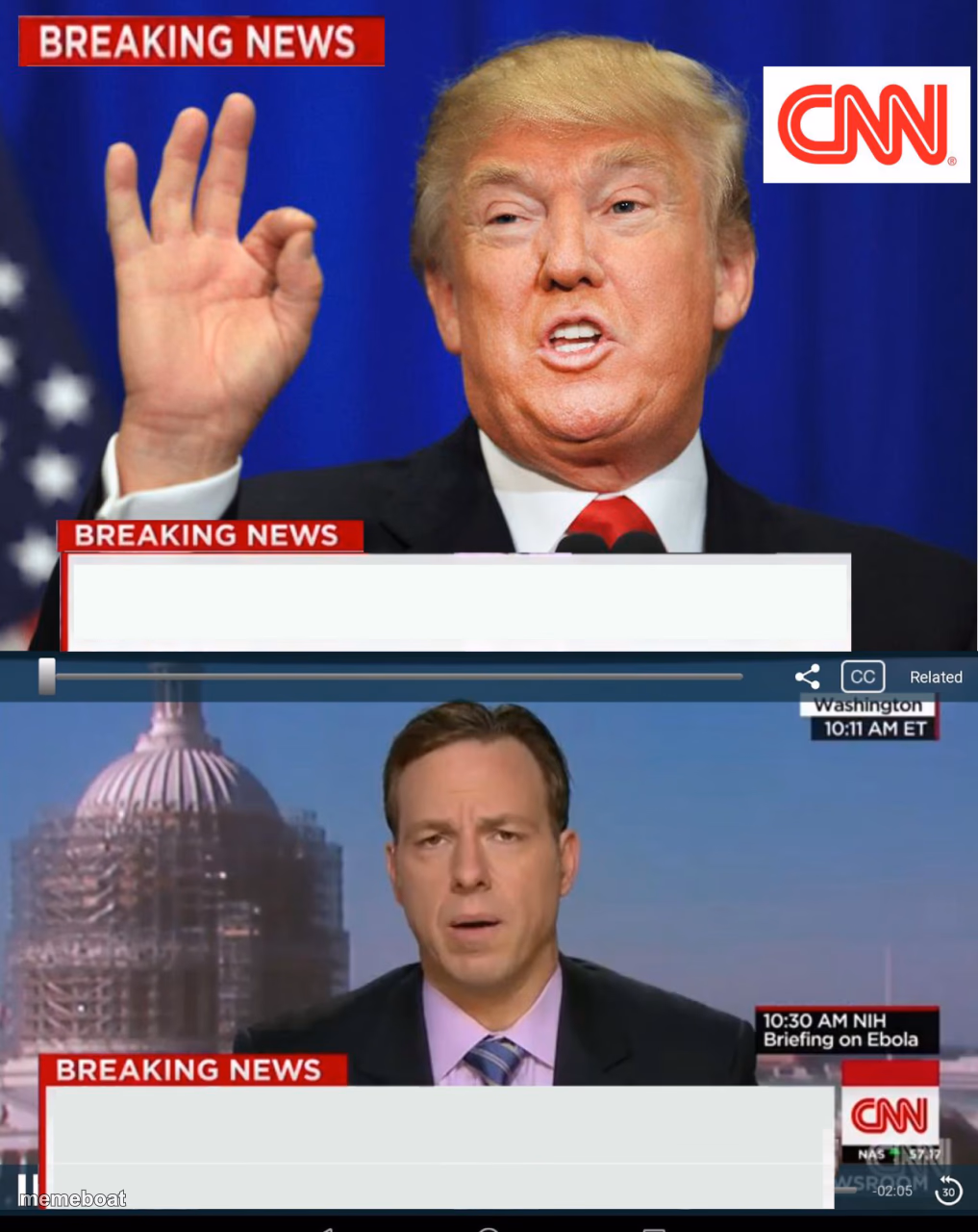 Trump OK Sign CNN Breaking News - meme generator image preview