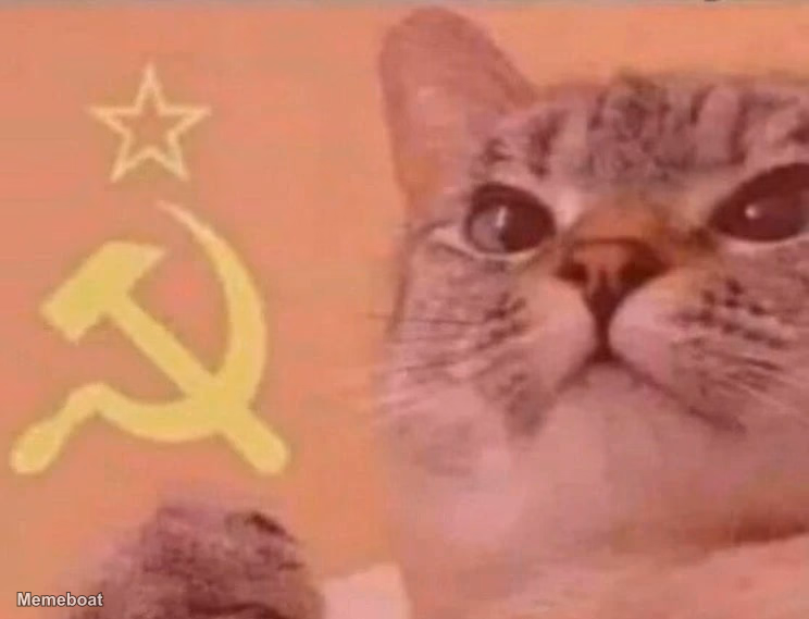 Communist Cat With Hammer and Sickle - meme generator image preview