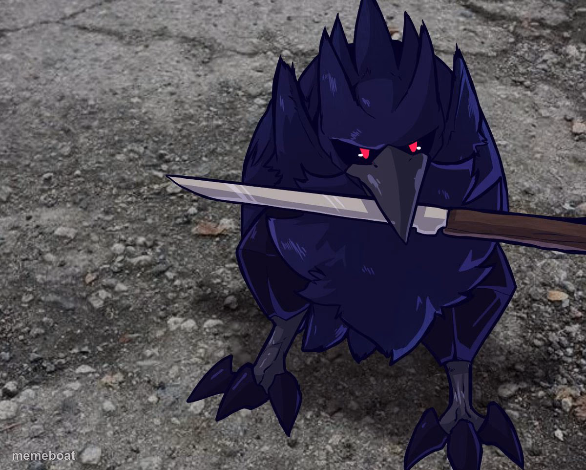 Corviknight with a knife - meme generator image preview