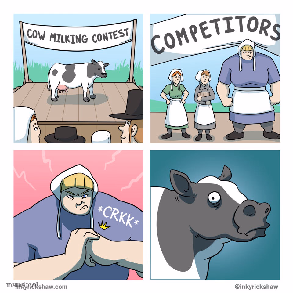 cow milking contest - meme generator image preview