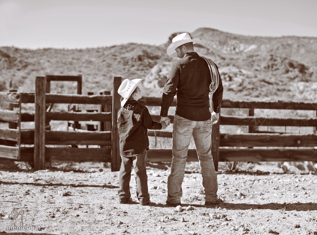 cowboy father and son - meme generator image preview