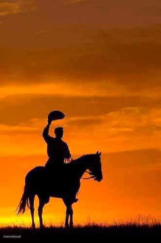 Cowboy Goodbye sunset - meme generator image preview