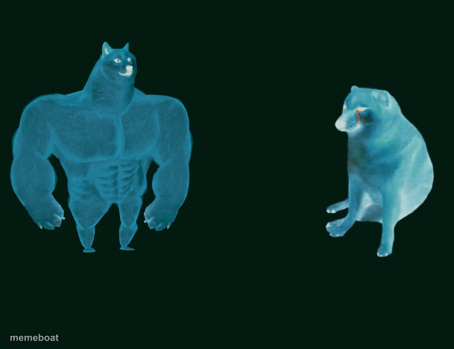 Creepy buff doge vs. cheems - meme generator image preview
