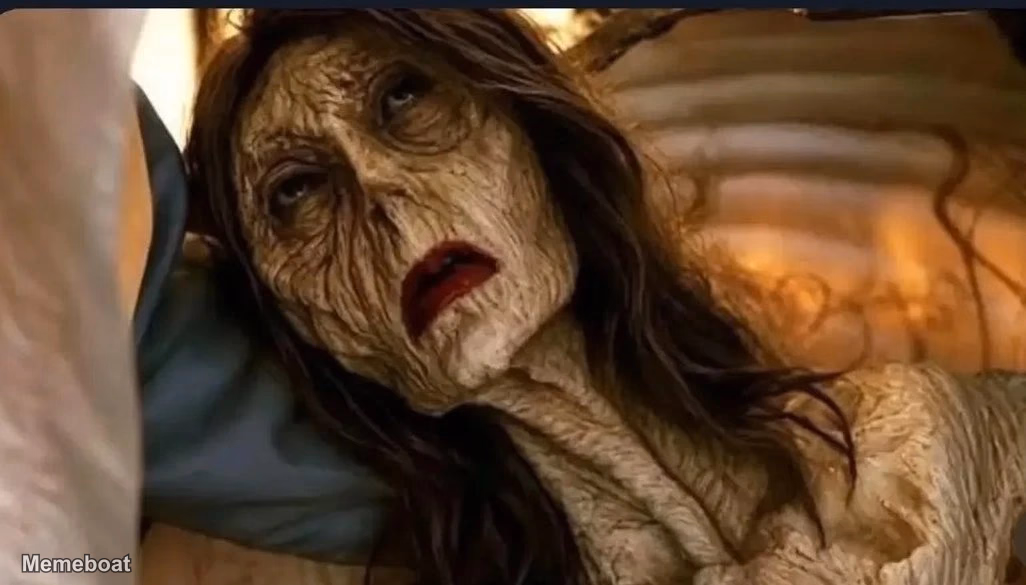 Creepy scary old woman / Waiting for It - meme generator image preview
