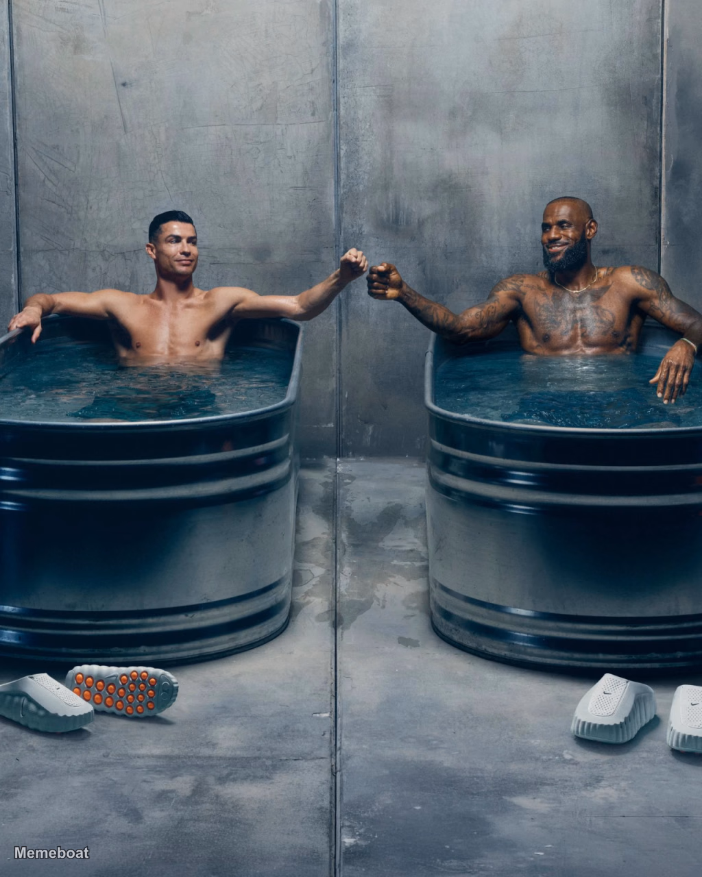 Cristiano Ronaldo and LeBron James Fist Bump - meme generator image preview