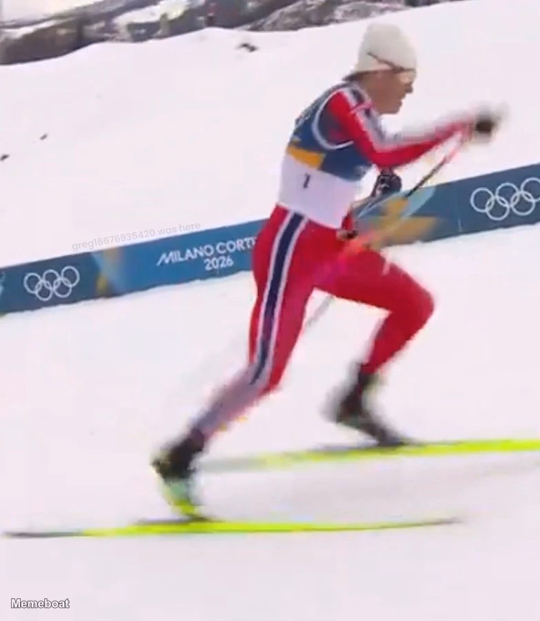 Cross-country Skier Racing Uphill - meme generator image preview