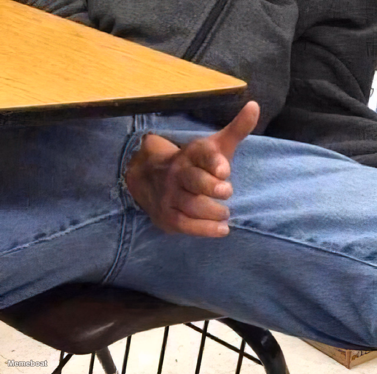 Crotch Thumbs Up - meme generator image preview