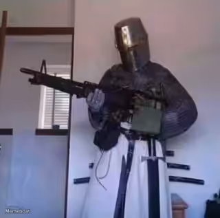Crusader knight with M60 Machine Gun
