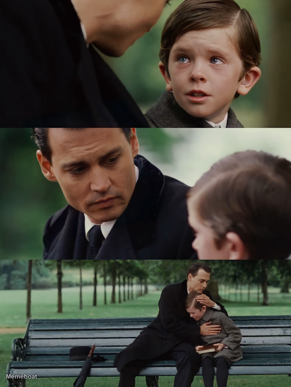Crying Boy on a Bench - meme generator image preview