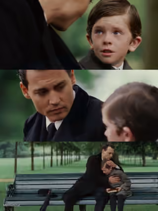 Crying Boy on a Bench
