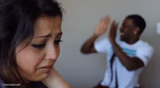Crying girl with dancing guy
