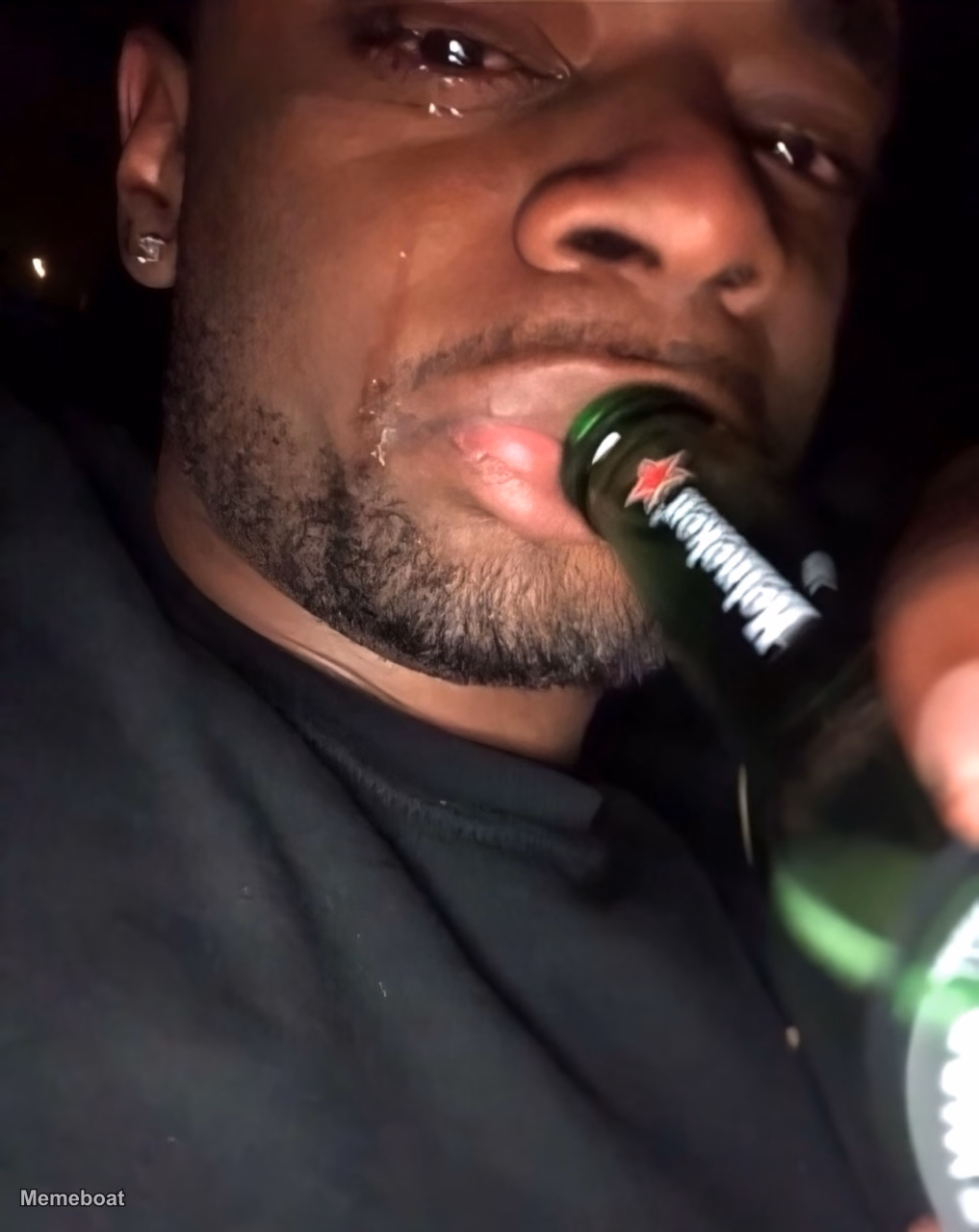 Crying Man Drinking Beer - meme generator image preview
