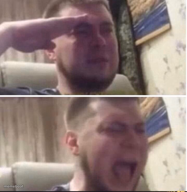 Crying salute - meme generator image preview