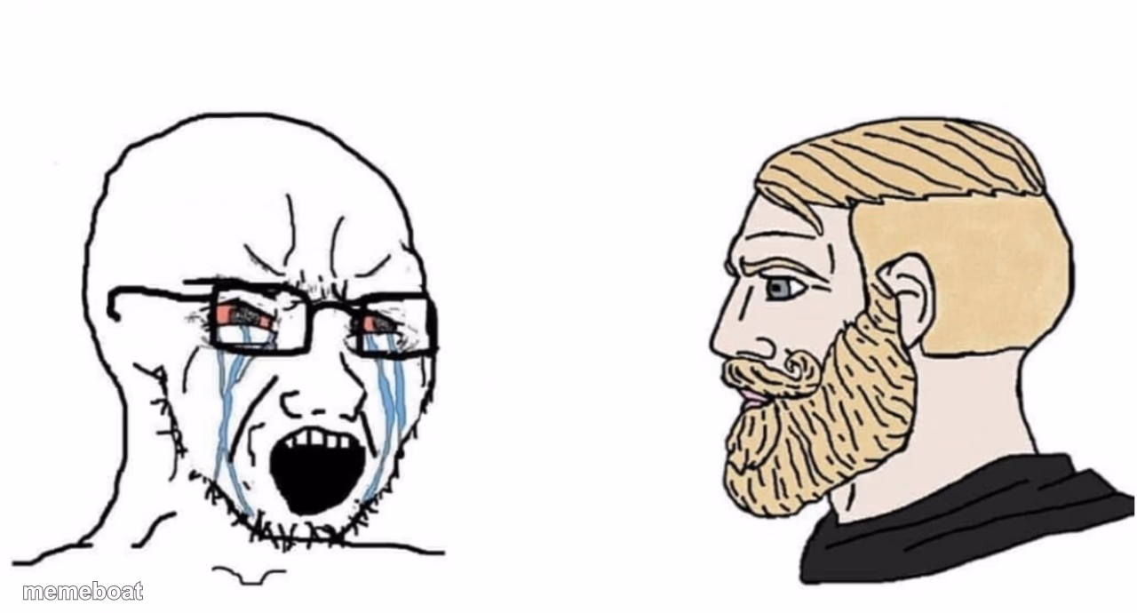 crying wojak vs chad - meme generator image preview