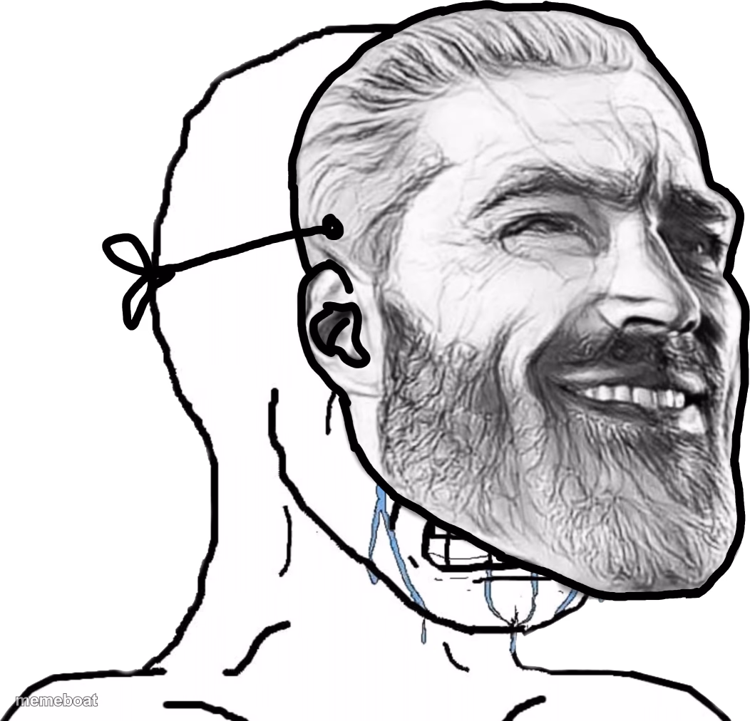 Crying Wojak wearing Chad mask - meme generator image preview