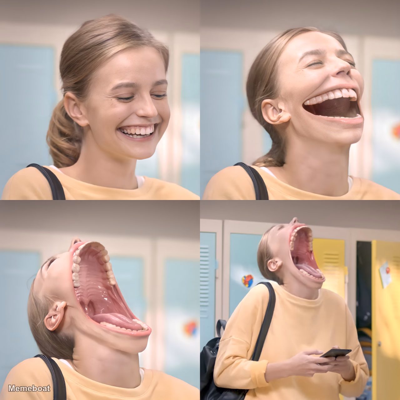 Cursed Laughing Girl - meme generator image preview