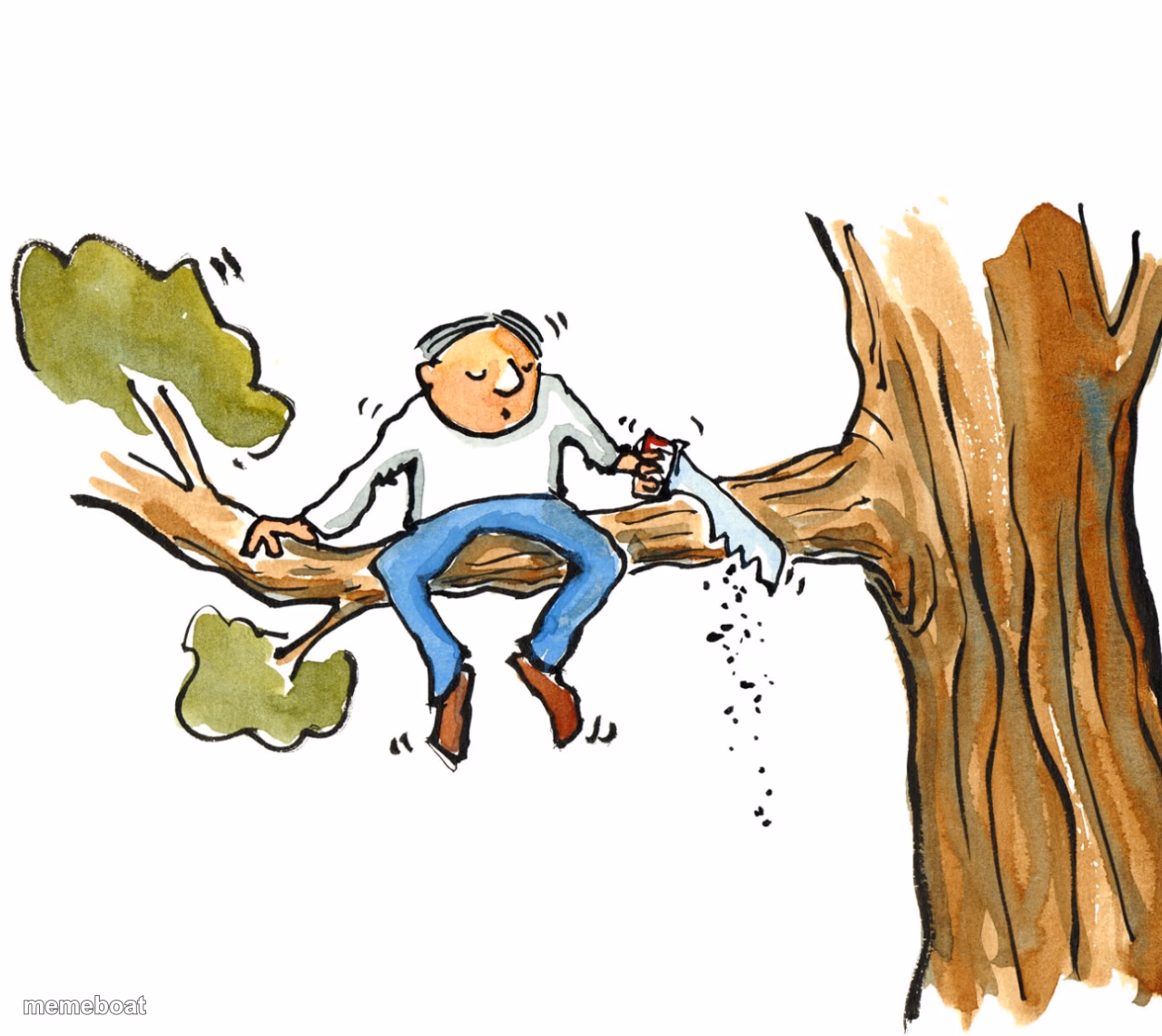 Cutting off branch you are sitting upon JPP - meme generator image preview