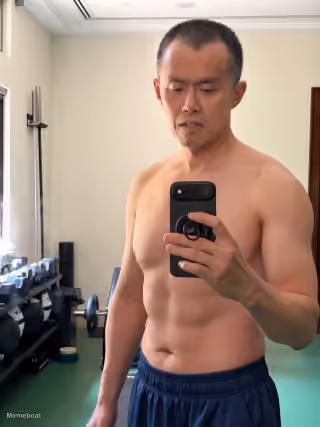 CZ binance half naked photo