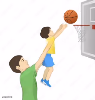 Dad Lifts Son for Basketball
