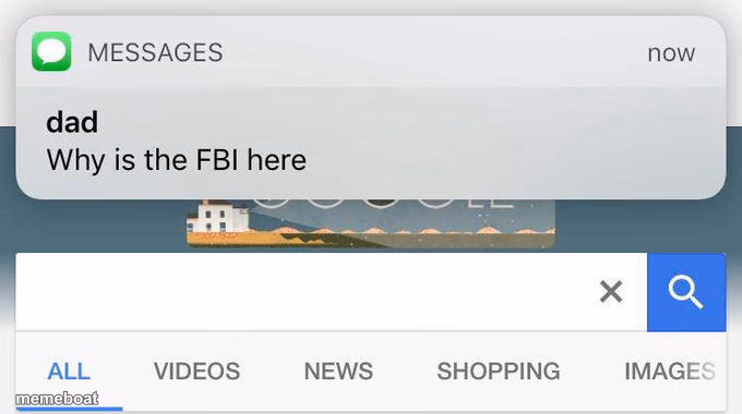 dad text why is the fbi here - meme generator image preview