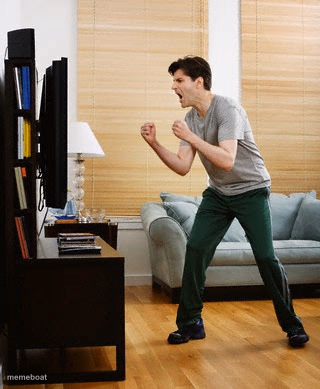 Dad yelling at TV or - meme generator image preview