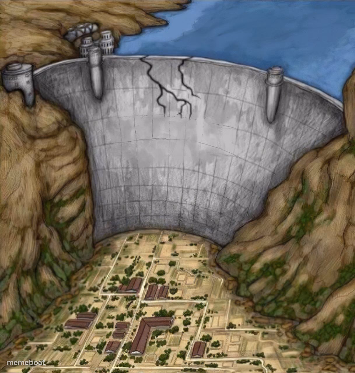Damb Protecting Town - meme generator image preview