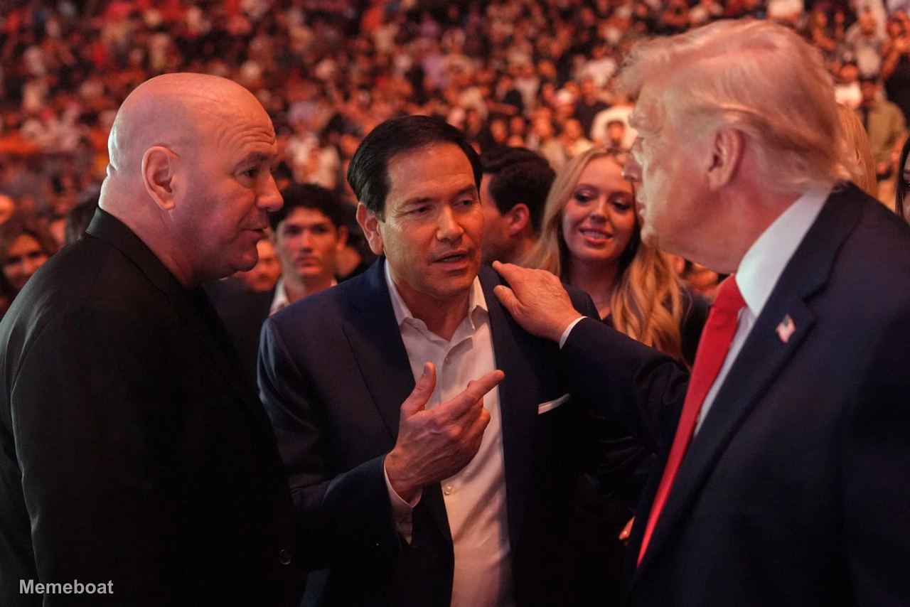 Dana White, Marco Rubio, and Donald Trump Talking - meme generator image preview