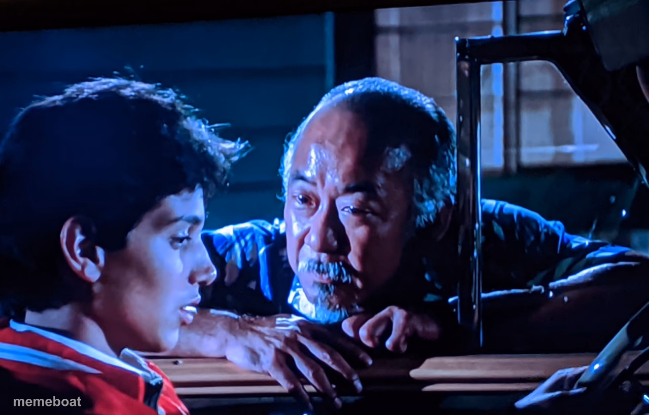 daniel san & mr miyagi - karate kid - meme generator image preview