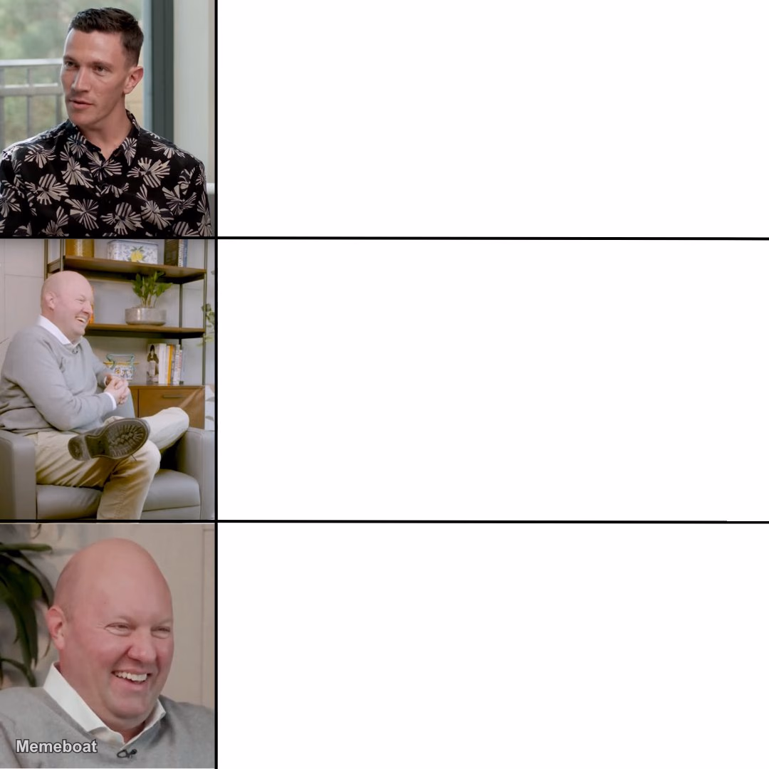 David Perell and Marc Andreessen Laughing - meme generator image preview