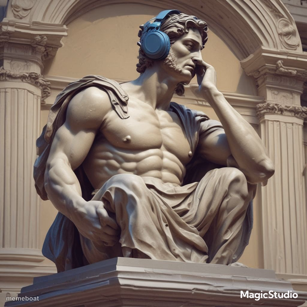 deep thinking roman statue - meme generator image preview