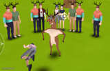 deer in front of a dead body
