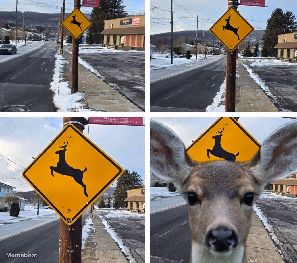 Deer Crossing Sign Zoom - meme generator image preview