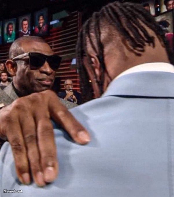 Deion Sanders Hand on Shoulder - meme generator image preview
