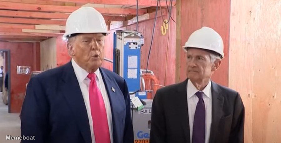 Disgruntled Powell Looking at Trump - meme generator image preview