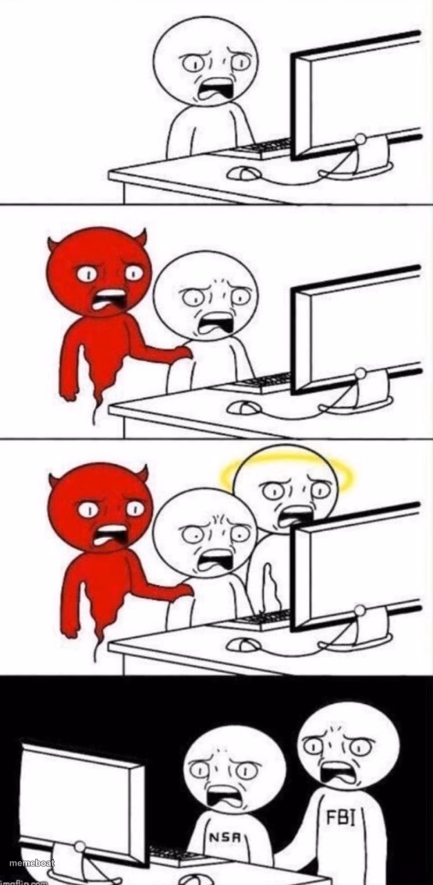 Disgusted devil angel nsa fbi - meme generator image preview