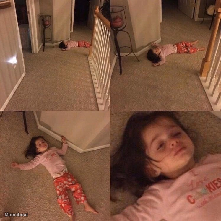 Disheveled girl lying on carpet - meme generator image preview
