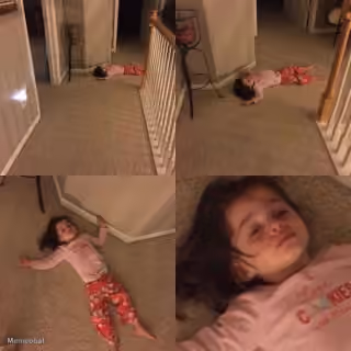 Disheveled girl lying on carpet