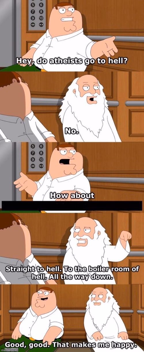 Do atheists go to hell? - meme generator image preview