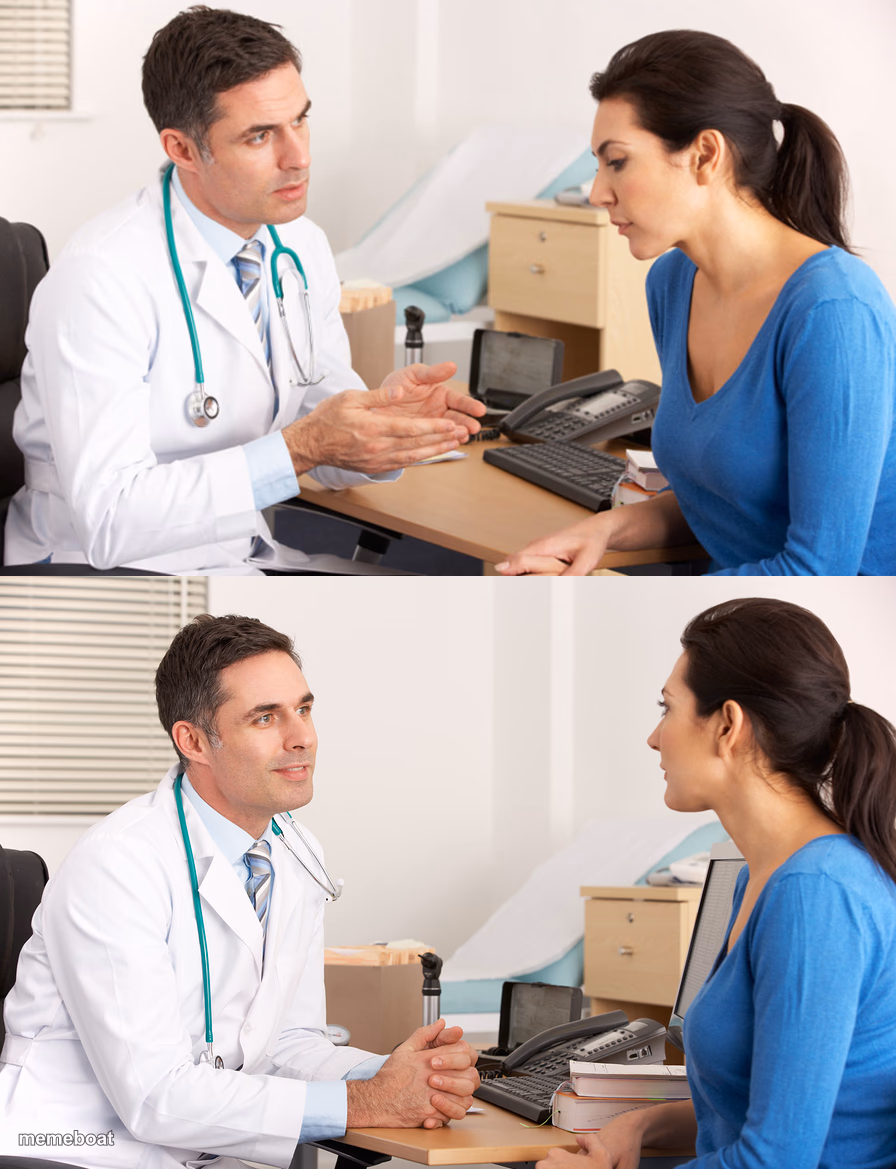 doctor talking to patient - meme generator image preview