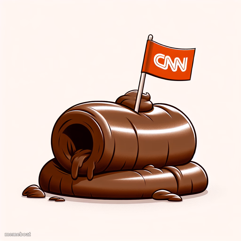 dog turd with a flag in it, that has the text 'CNN' - meme generator image preview
