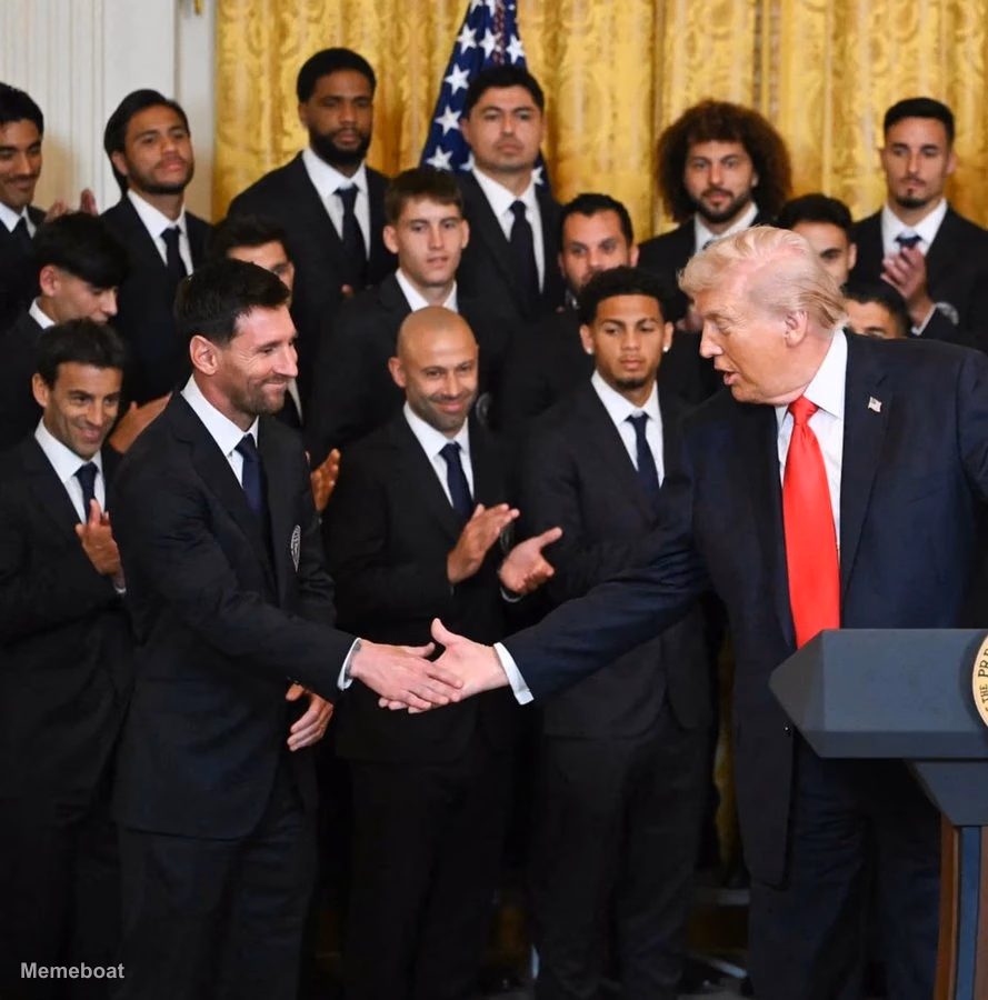 Donald Trump and Lionel Messi Handshake - meme generator image preview